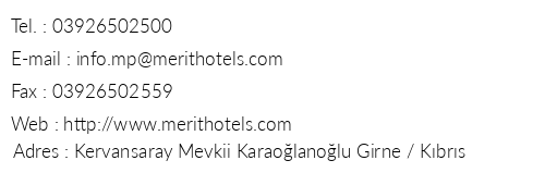 Merit Park Hotel telefon numaralar, faks, e-mail, posta adresi ve iletiim bilgileri
